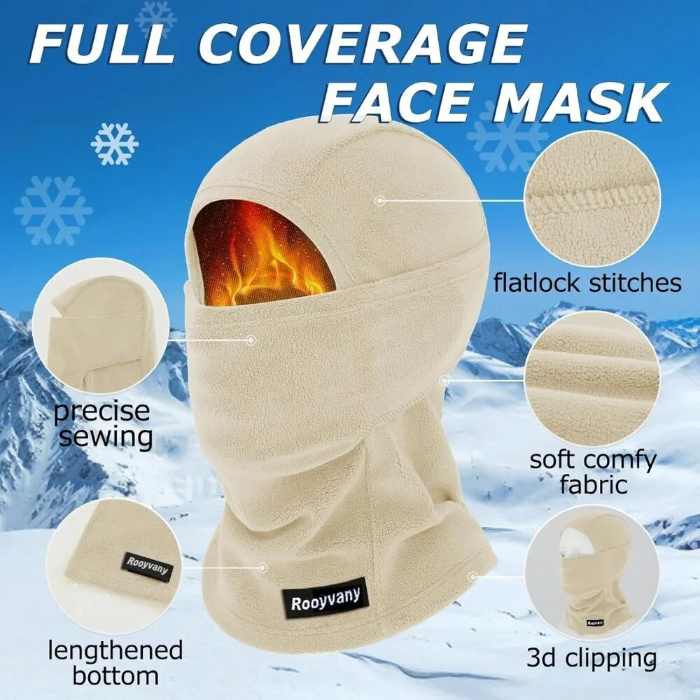 Women's Light Grey Balaclava Mask Warm Windproof Lightweight Winter Face Mask